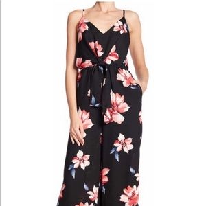 Black with floral print jumpsuit